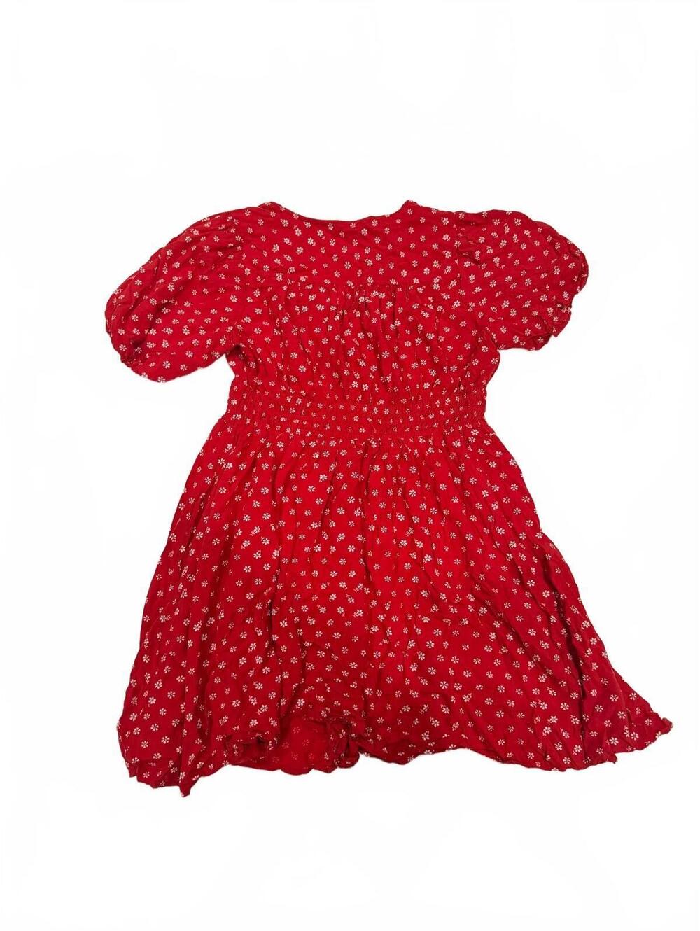 Madewell Sophia Red Bandana Floral Smocked Puff Sleeve Mini Dress Size Medium - Picture 6 of 9
